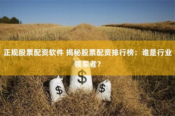 正规股票配资软件 揭秘股票配资排行榜：谁是行业领军者？