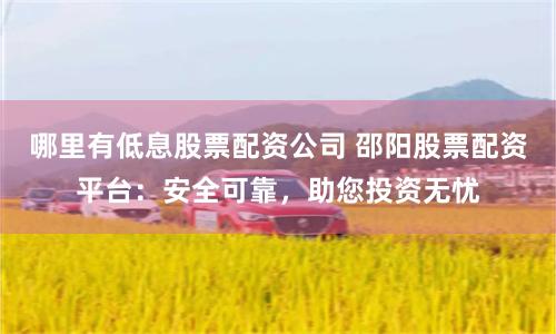 哪里有低息股票配资公司 邵阳股票配资平台：安全可靠，助您投资无忧